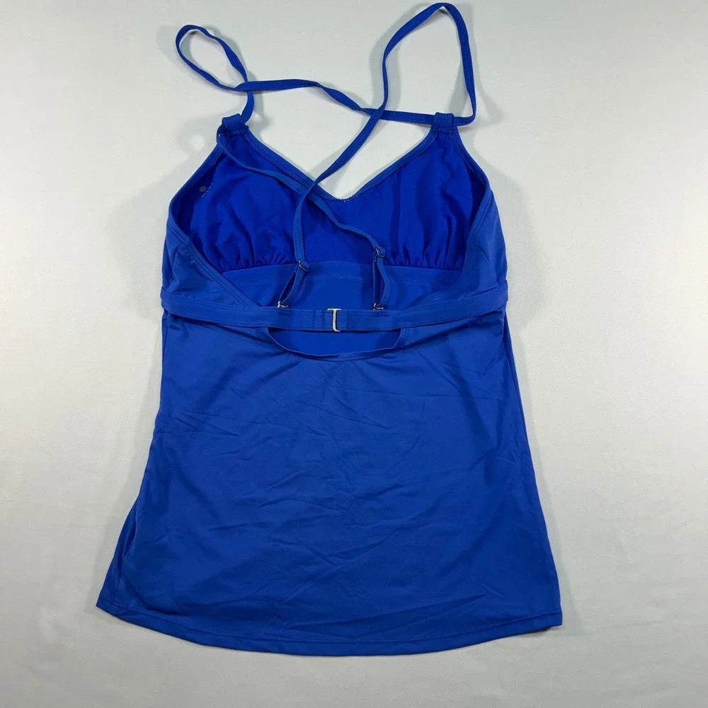 Athleta Royal Blue Tankini Swim Top Small Adjustable Straps Ruched Bust RN 54023